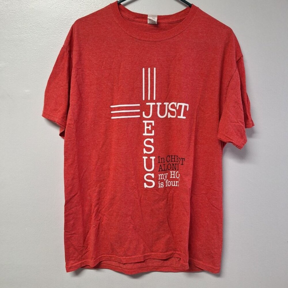 Just Jesus Shirt Red Christ‎ Alone Hope Found Adult Large Religious Church Pray